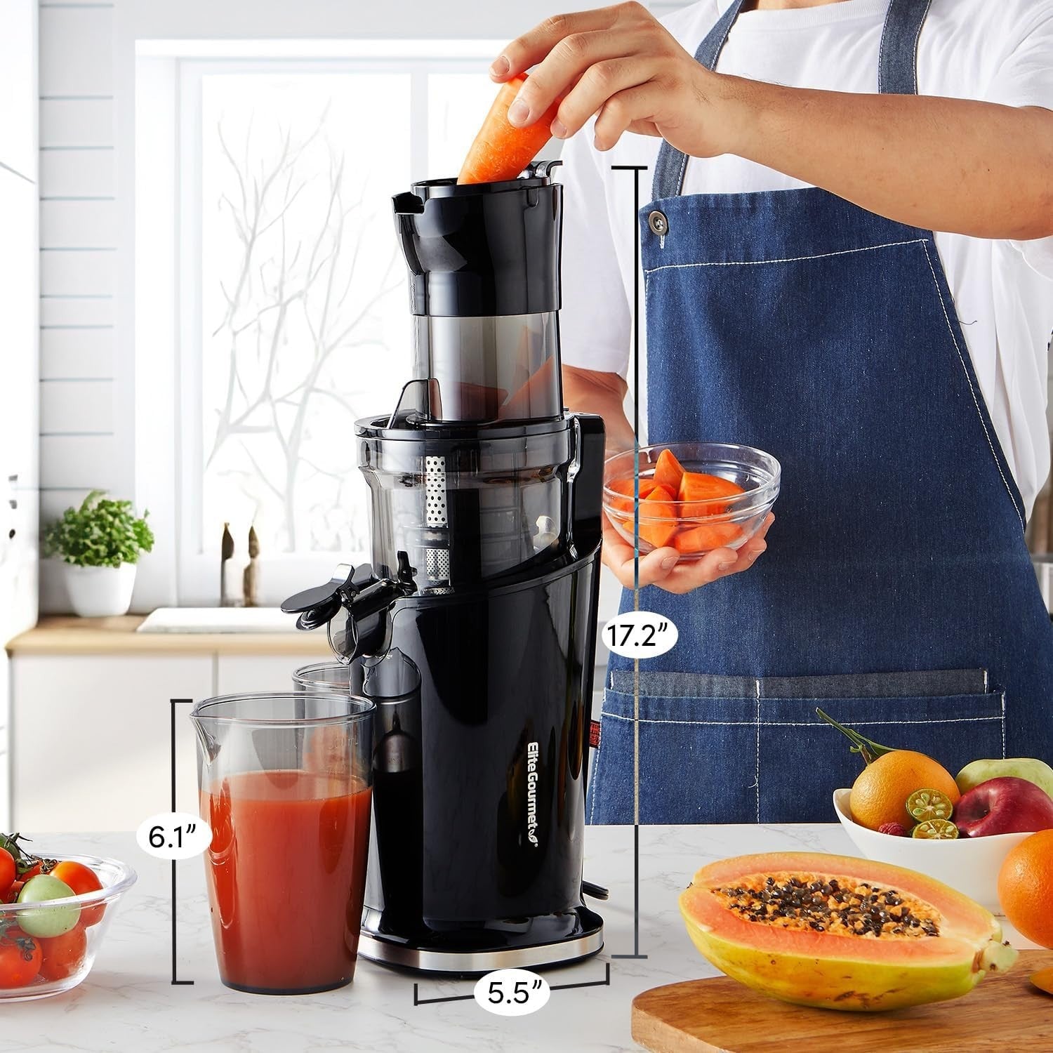 Cold Press Slow Juicer 200W Compact Masticating High Yield BPA Free