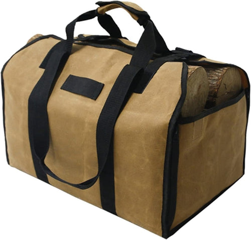 Heavy Duty Firewood Log Carrier Bag – Durable Canvas Tote, Foldable Storage, 10D
