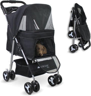 Small Dog Pet Stroller Foldable Pram 360 Swivel Wheels XXL Basket