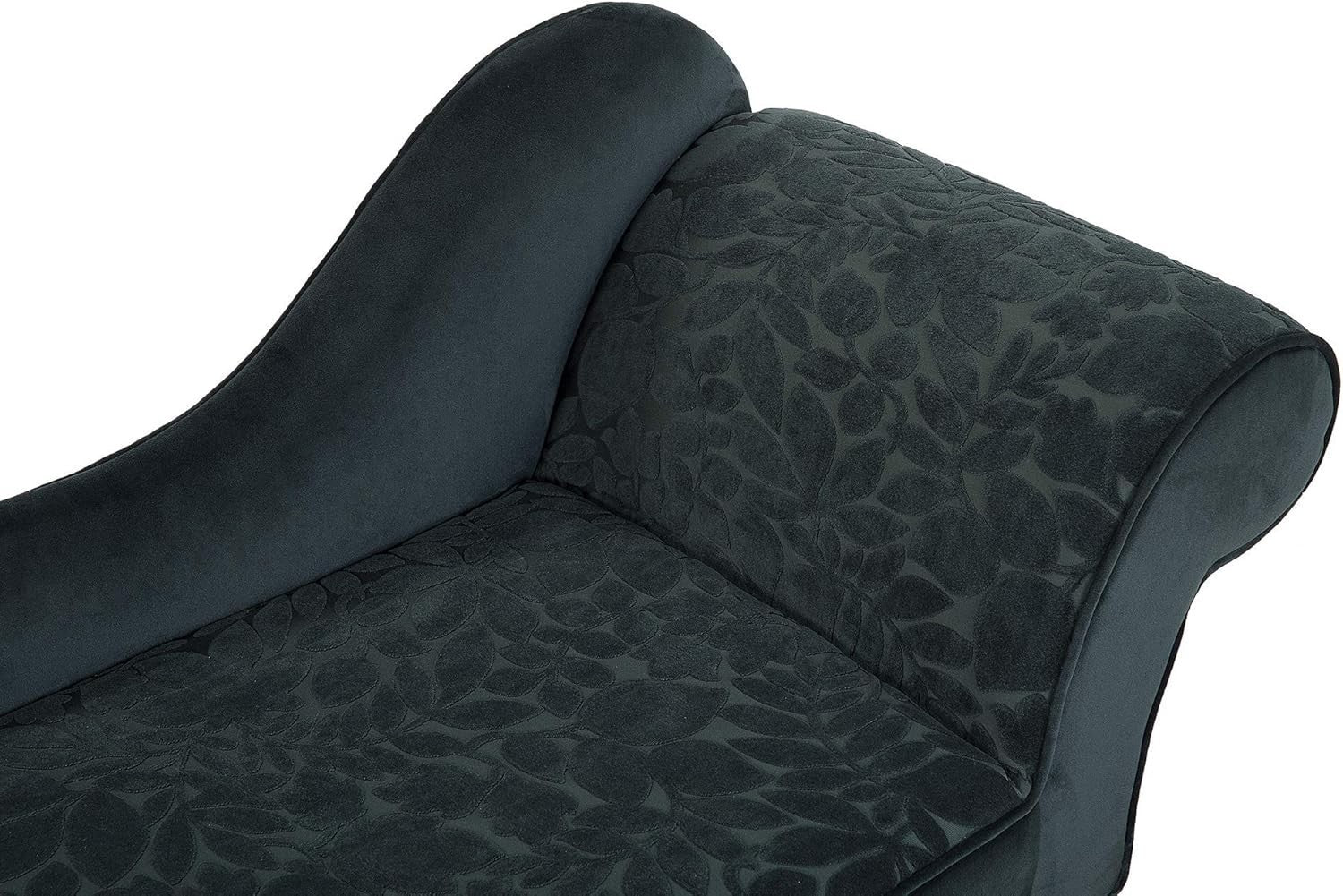 Vintage Green Floral Chaise Lounge Sofa Curved Back Velvet Seat Glam Look