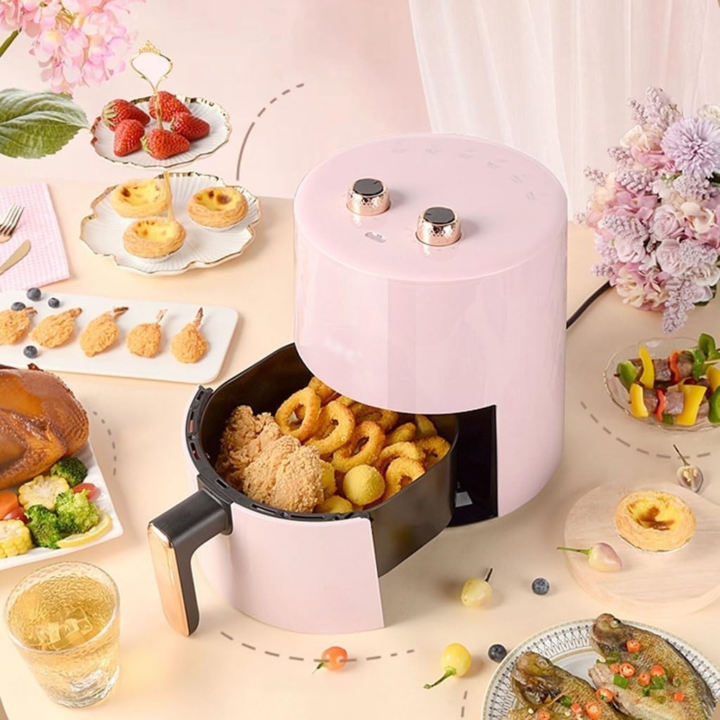 3.7L Air Fryer Oil Free Smart Multi Cooker Double Knob Pink