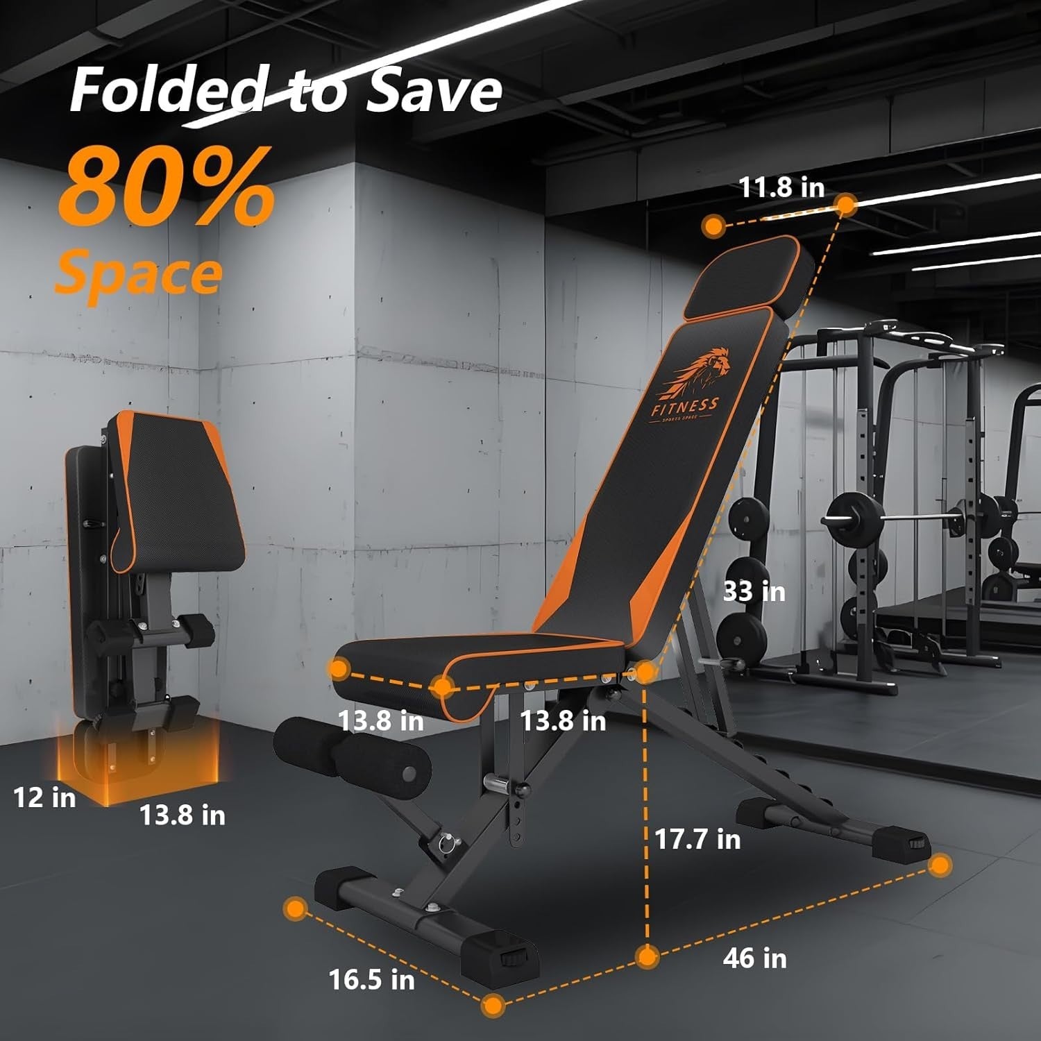 Adjustable Folding Weight Bench 400kg Incline Decline Home Gym