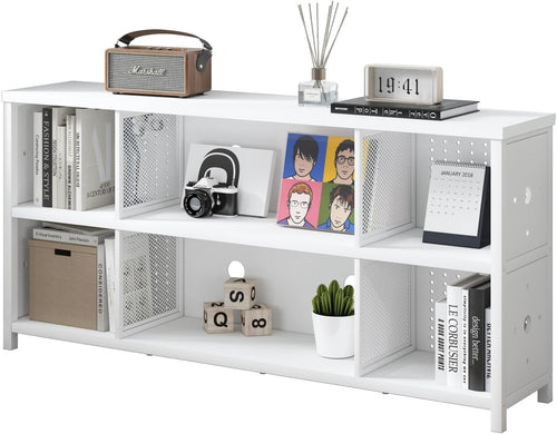 White Oak 8 Cube Wooden Bookcase Storage Cabinet Industrial Style 160x34x76cm