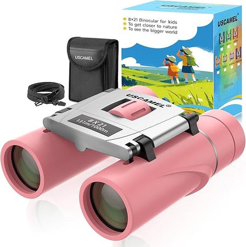 8x21 Waterproof Kids Compact Binoculars Mini Travel for Bird Watching Pink