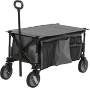 Folding Garden Trolley Utility Wagon 100kg Outdoor Cargo Cart on Wheels