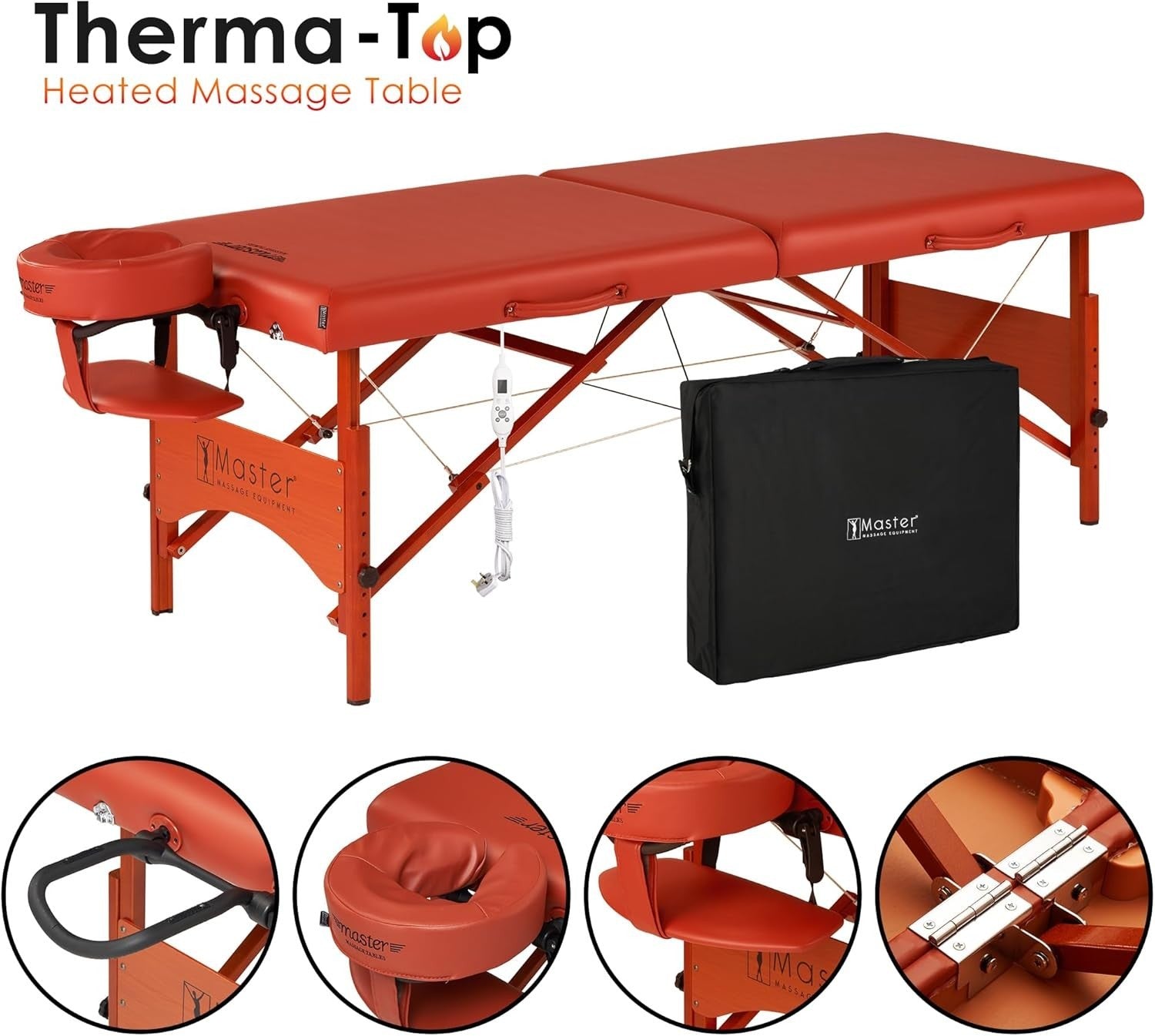 71cm Heated Portable Massage Table | Fairlane Therma-Top Spa Lash Bed Cinnamon