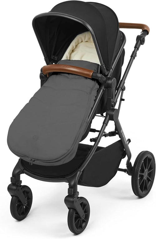 Universal Pram Footmuff Faux Fur Lined Showerproof Cosy Toes Grey