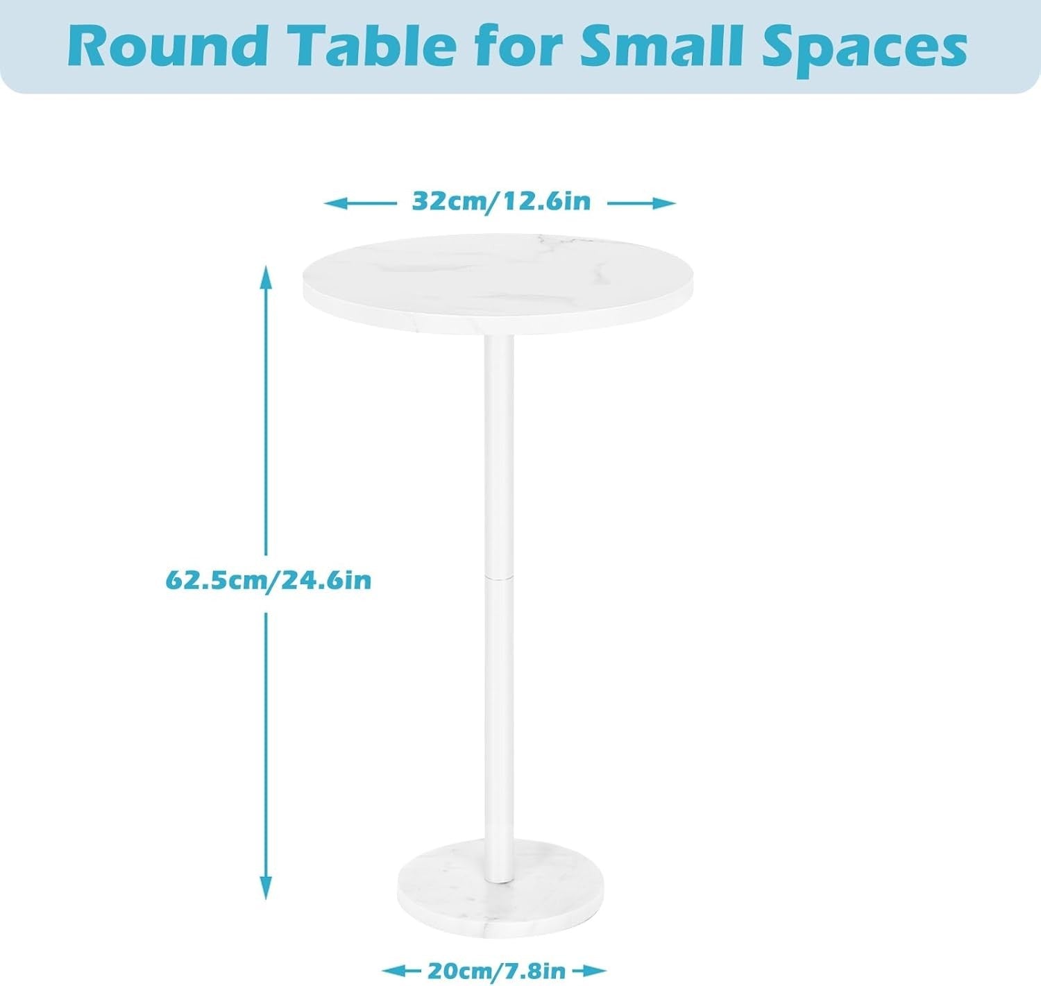 White 2-Pack Round Side Tables 32x32x62.5 cm | Small Coffee & Sofa End Tables