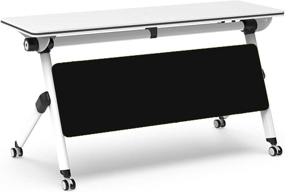 47x20" Flip-Top Mobile Conference Table – Folding Desk w/ Locking Wheels