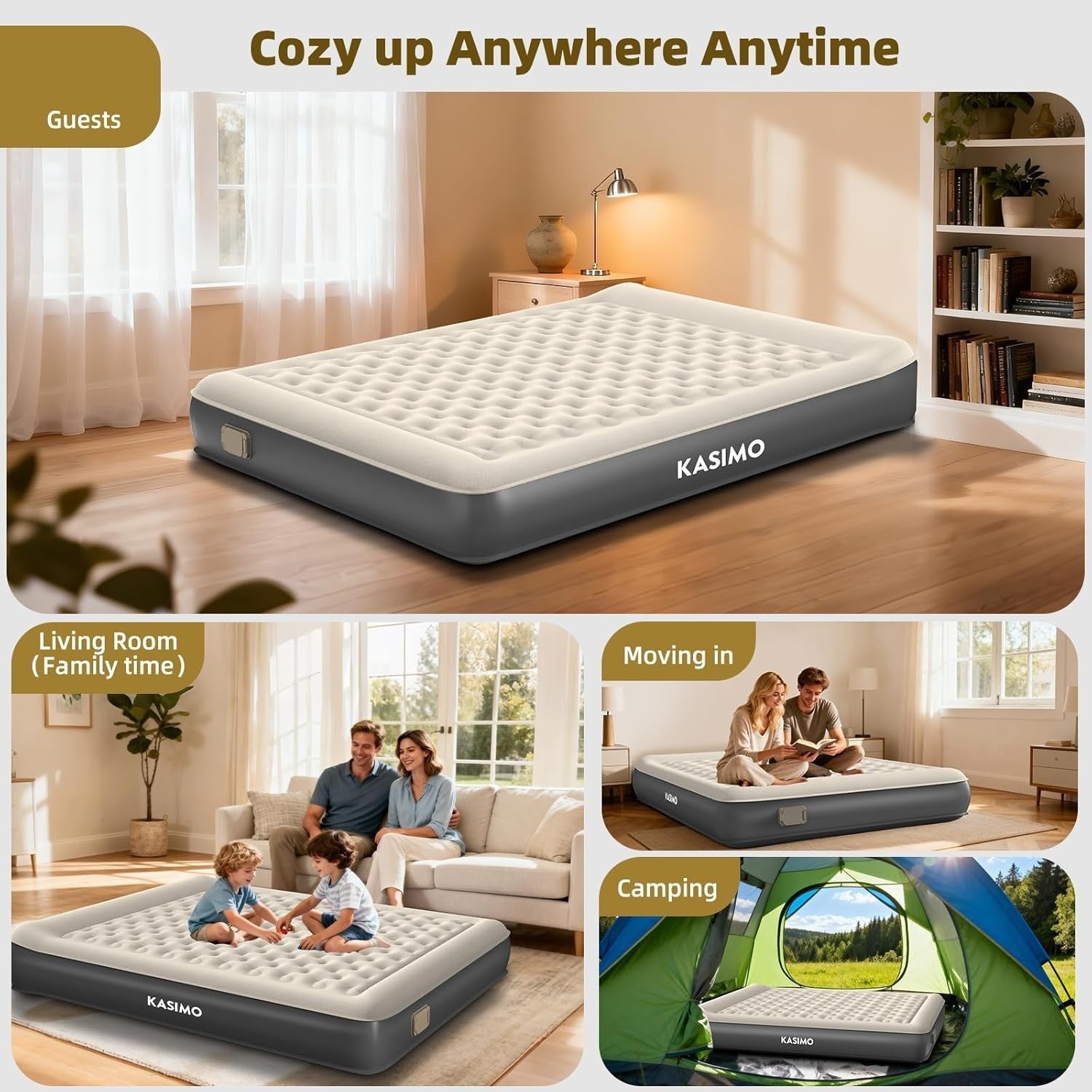Double Inflatable Air Mattress with Built-In Battery Pump & Pillow – Portable