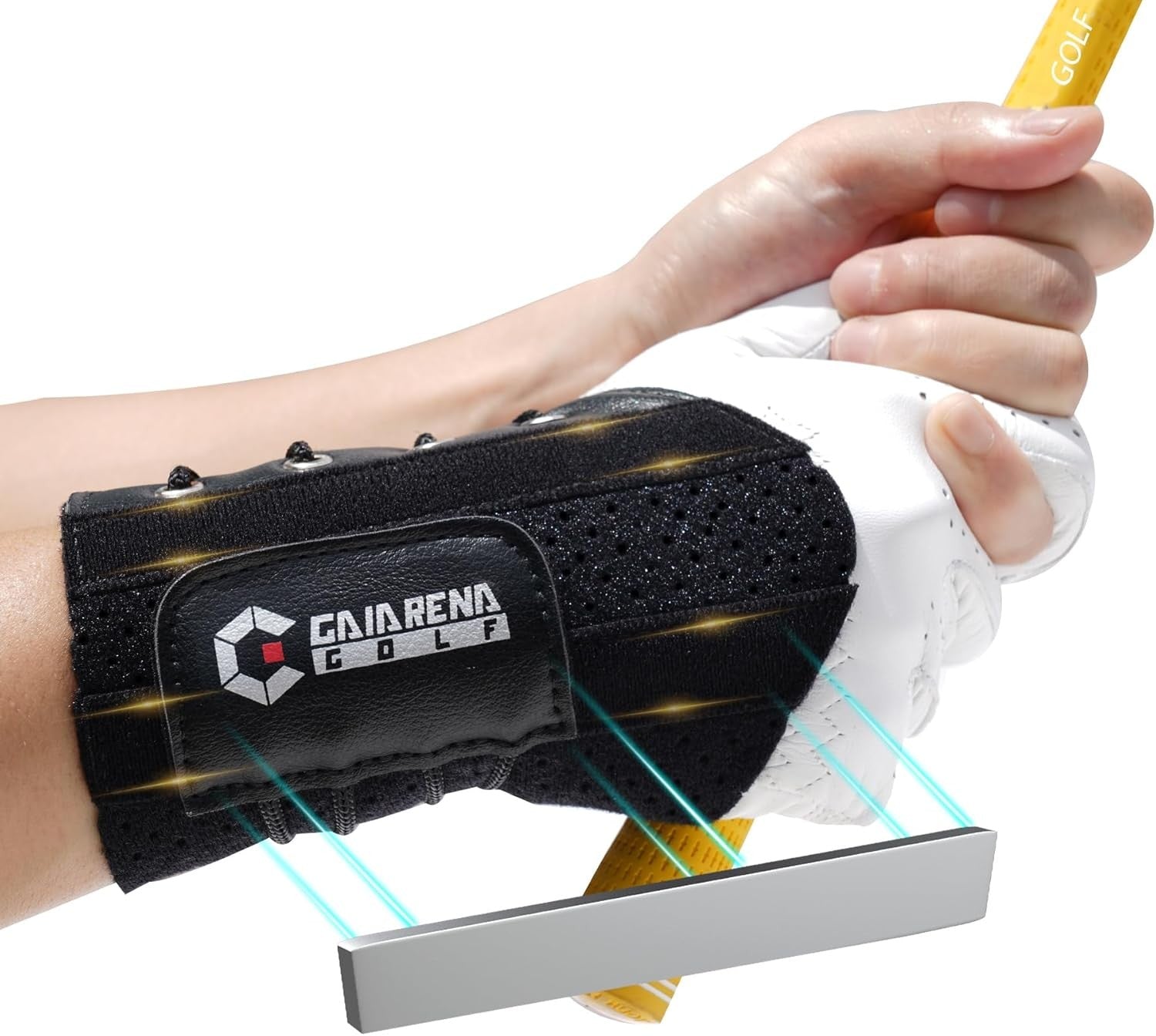 Golf Wrist Brace Swing Trainer Left Hand Black Hinge Aid