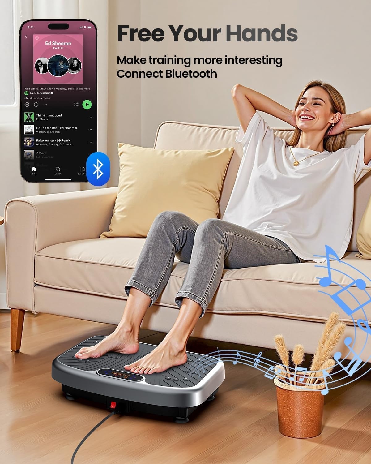 Grey Vibration Plate Exercise Machine 200 Speeds 450lb Lymphatic Drainage