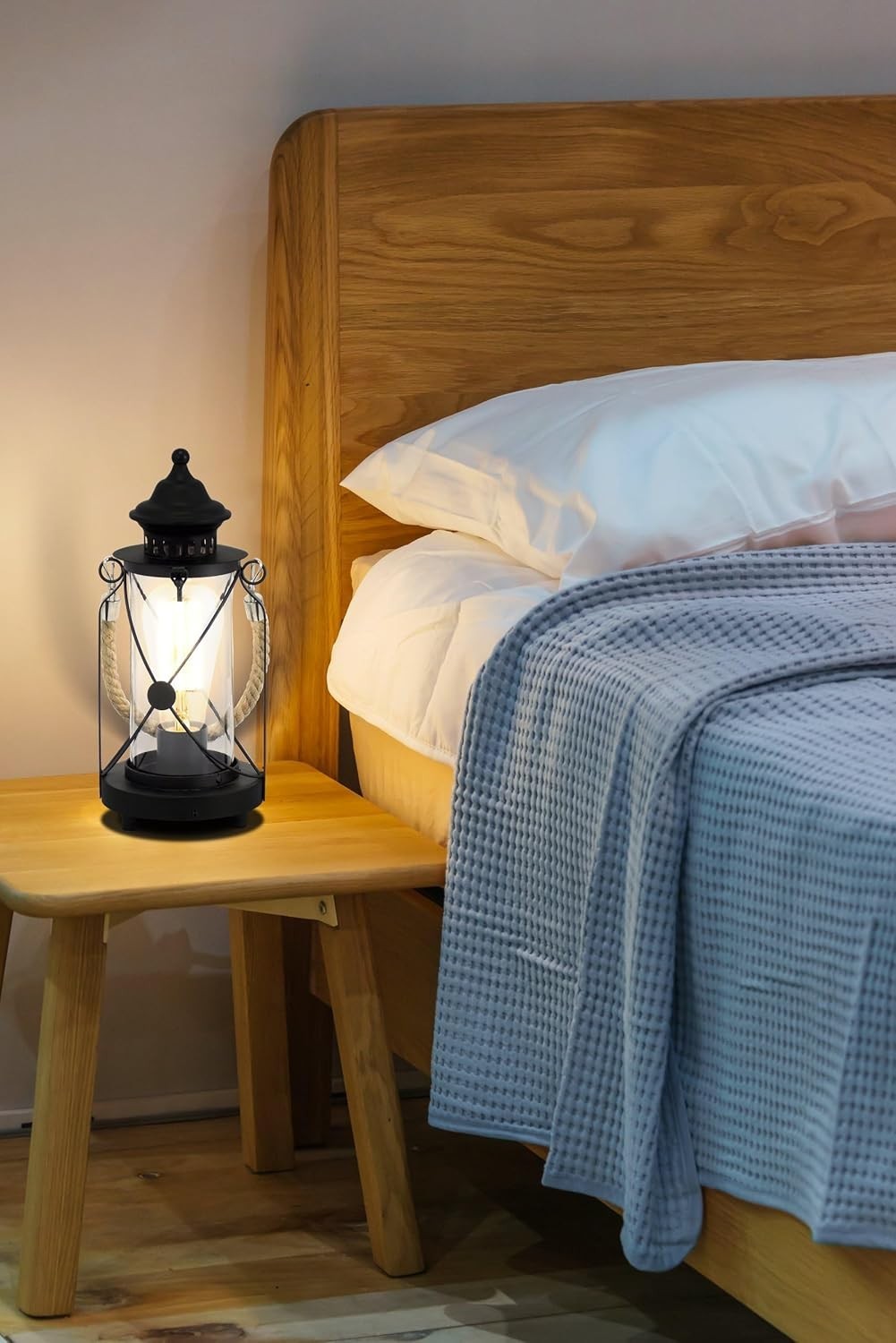 EGLO Bradford Black Vintage Table Lamp Glass E27 Bedside Lantern