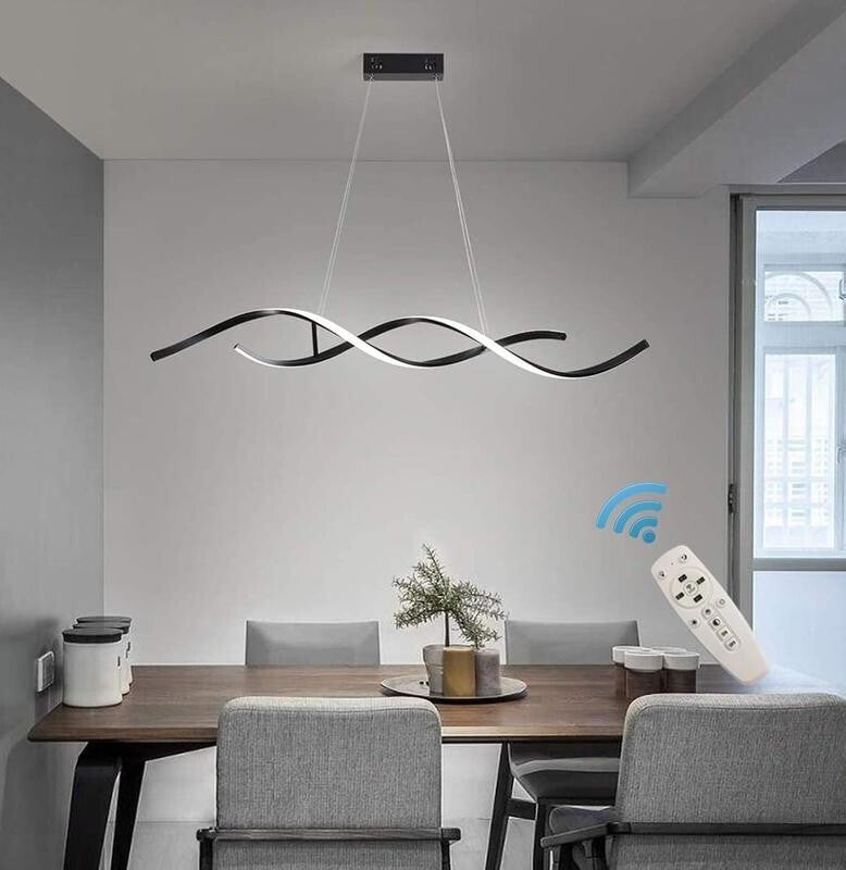Wave LED Pendant Chandelier Light Remote Dimmable 40W Modern Flush Lamp