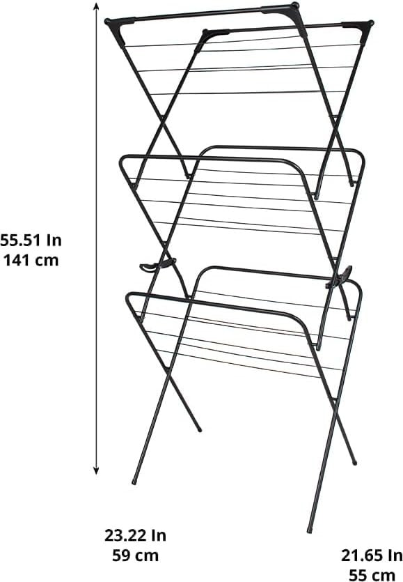 3 Tier Clothes Airer Folding Laundry Drying Rack Indoor Outdoor Space Saving