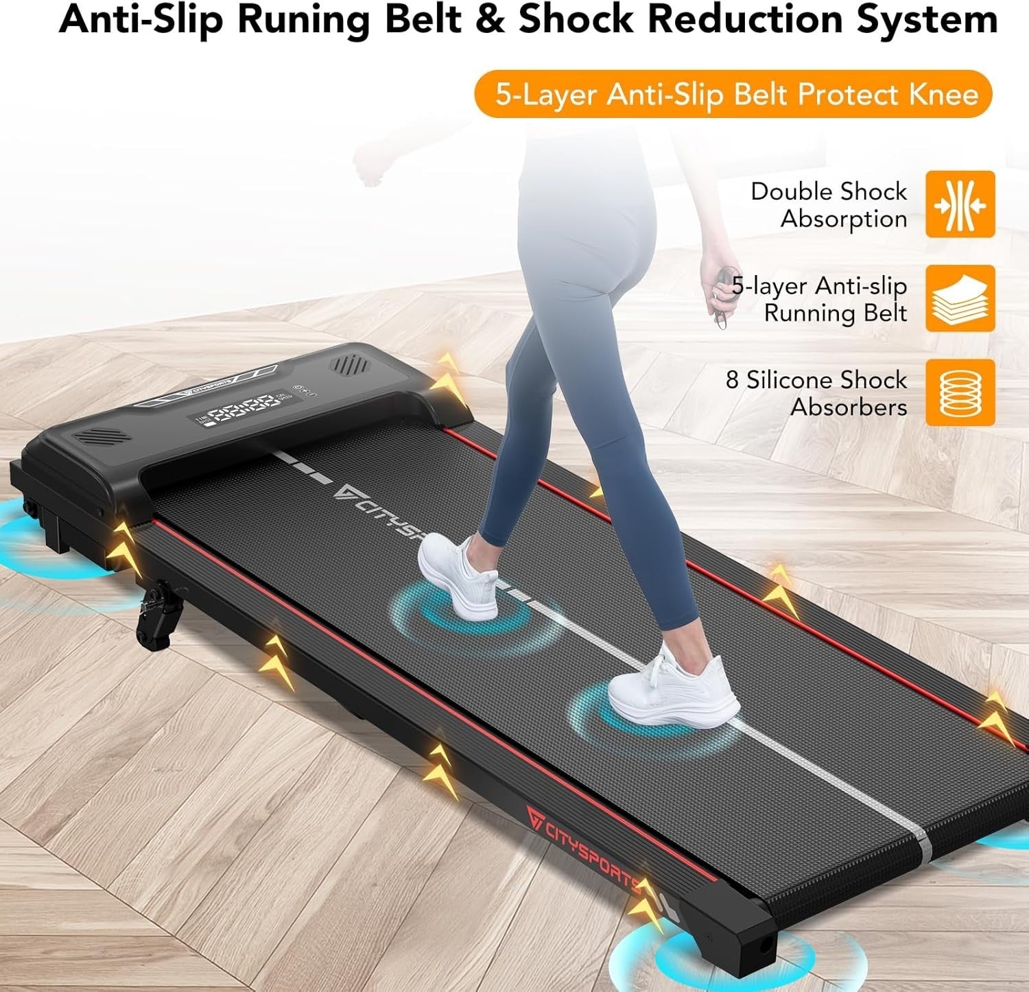Under Desk Treadmill 10% Incline Walking Pad 1-6KM/H Remote LED Display