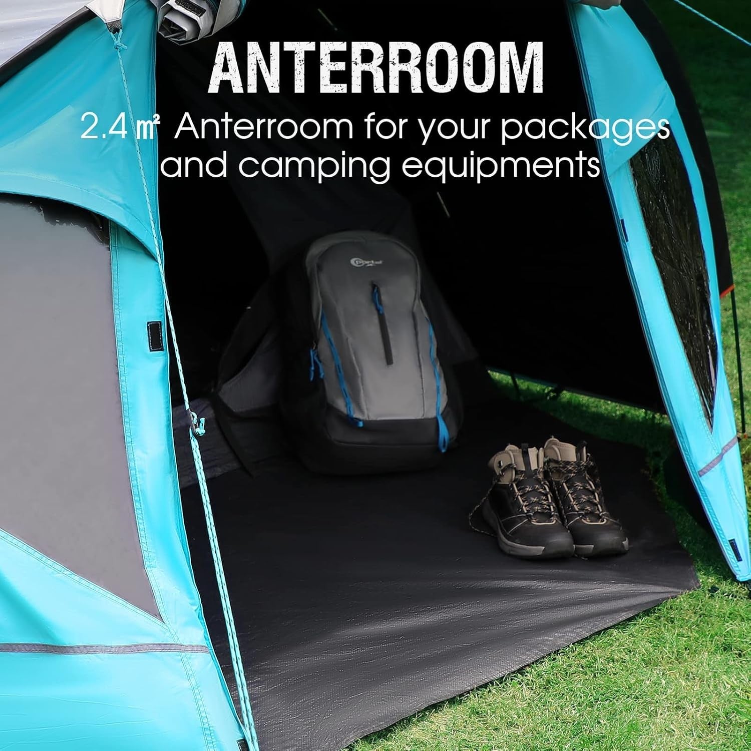 3-4 Man Camping Tent with Porch 4000mm Waterproof Dome