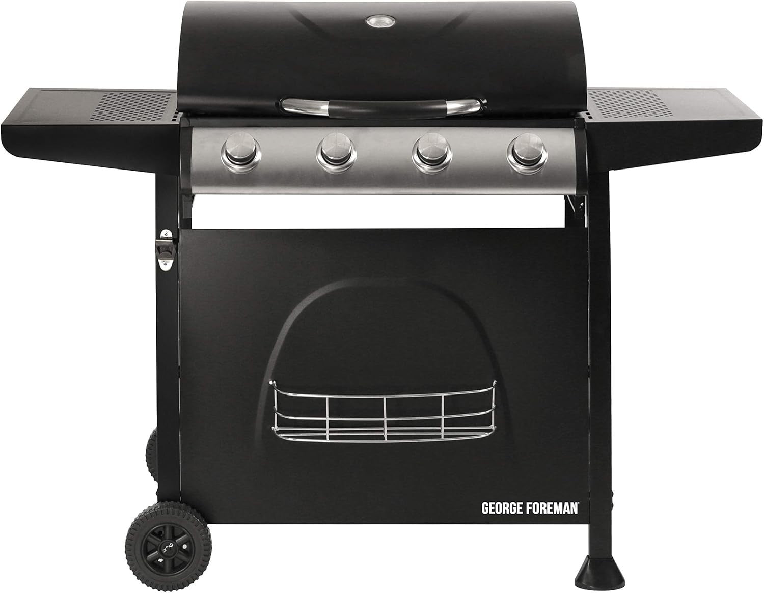 4 Burner Gas BBQ Grill with Thermometer & Shelves | Outdoor Family Barbecue