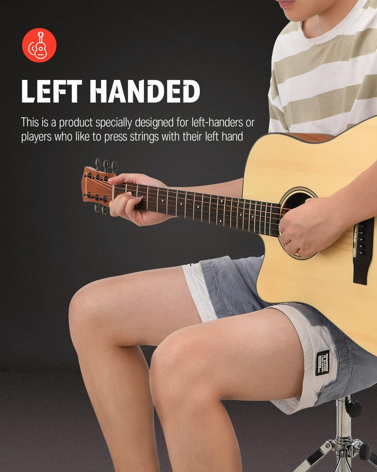 Left Handed 41" Acoustic Guitar Full Size Cutaway Beginner Kit