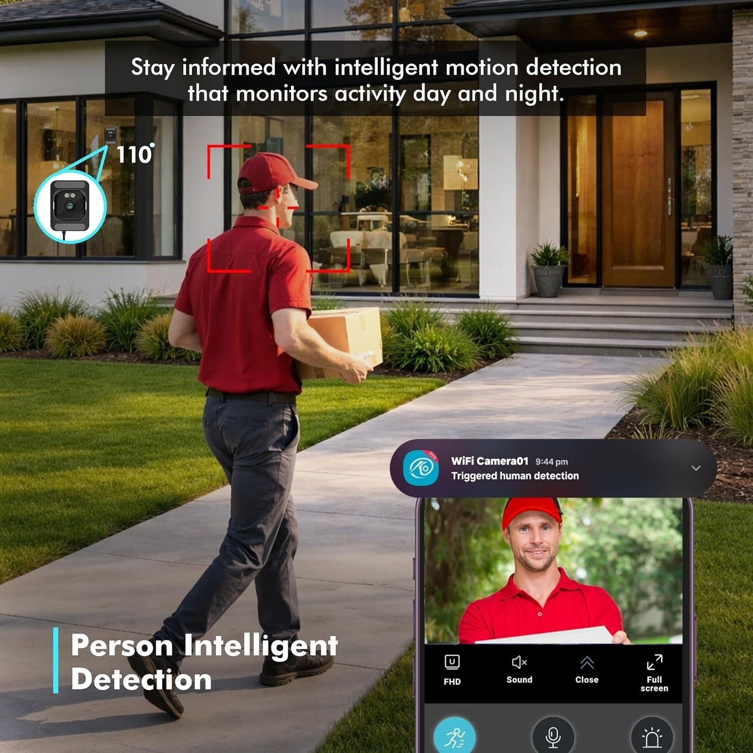 2K Window Security Camera 3MP WiFi AI Motion Detection Night Vision