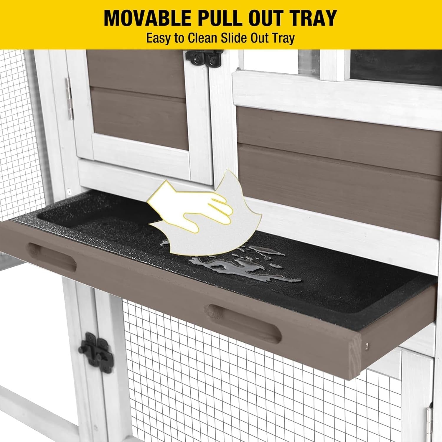 Large Rabbit Hutch with Run Pull Out Tray Indoor Outdoor Bunny Cage