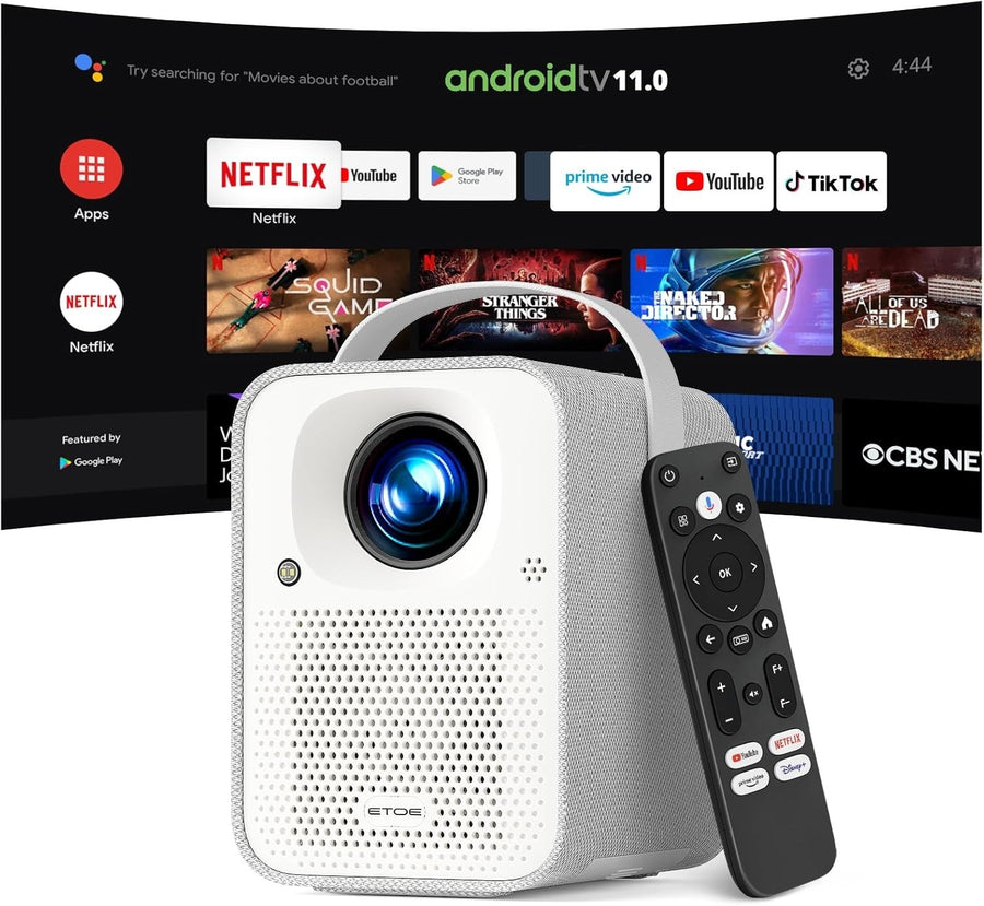Portable 1080P Smart Projector 500 ANSI Android TV Netflix Dolby