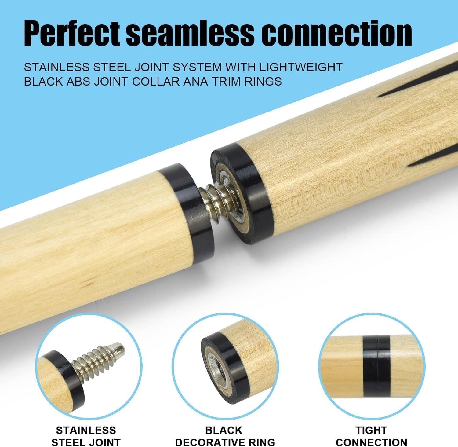 58" Pool Cue Stick Set of 2 18oz Canadian Hardwood 13mm Tip