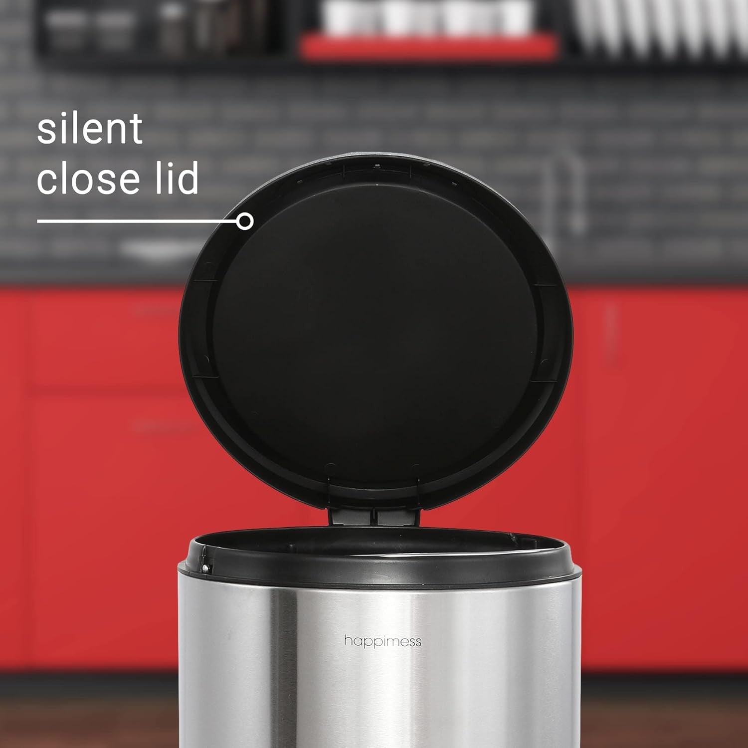 30L Step-Open Trash Can + Free Mini Bin | Stainless Steel Black