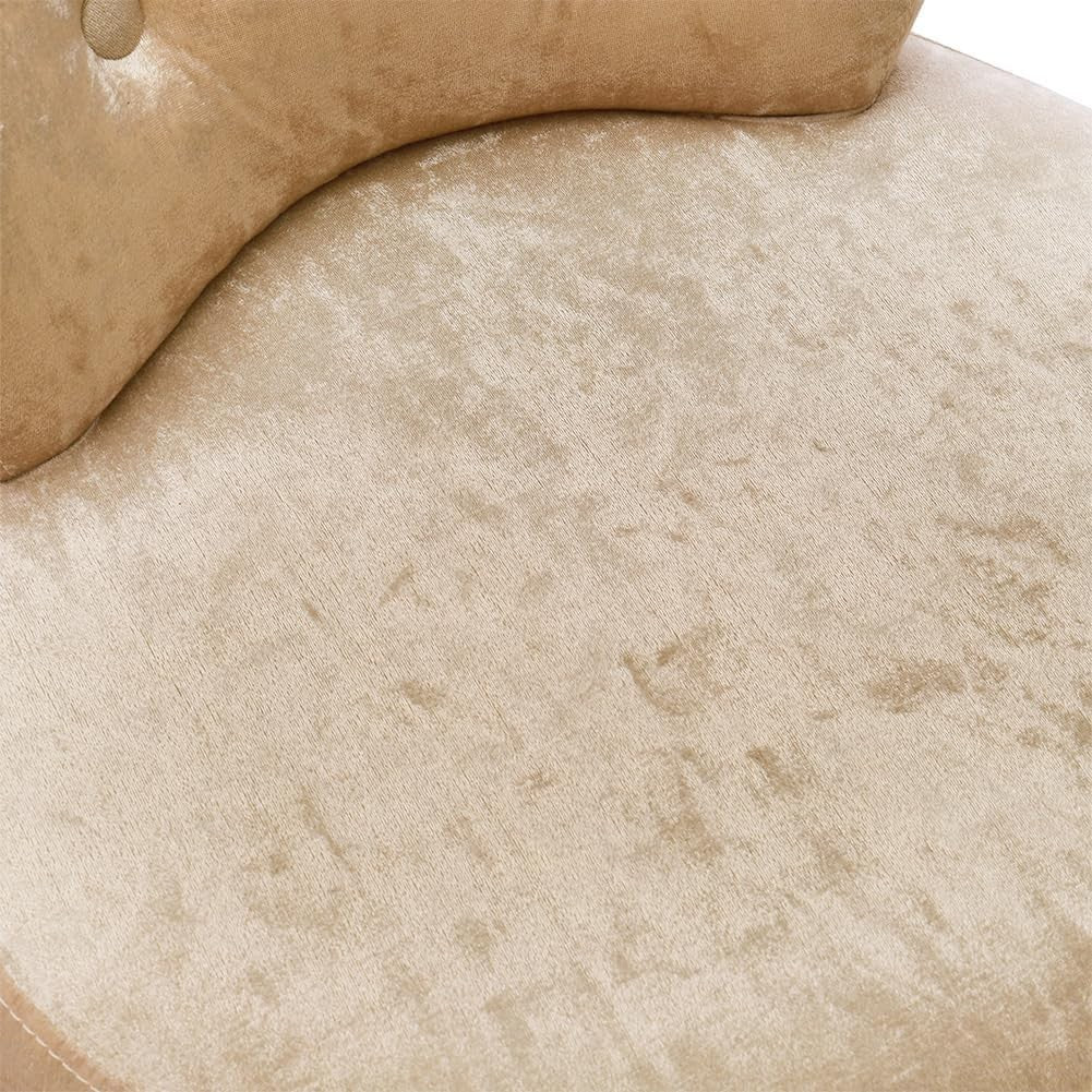 Velvet Tufted Back Dressing Table Stool – Solid Wood Legs Makeup Chair