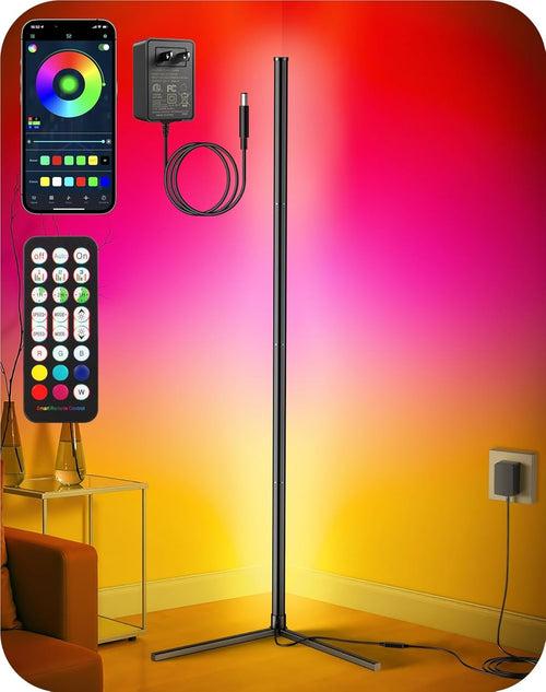 RGB LED Corner Floor Lamp App Remote Control Music Sync Mood Light