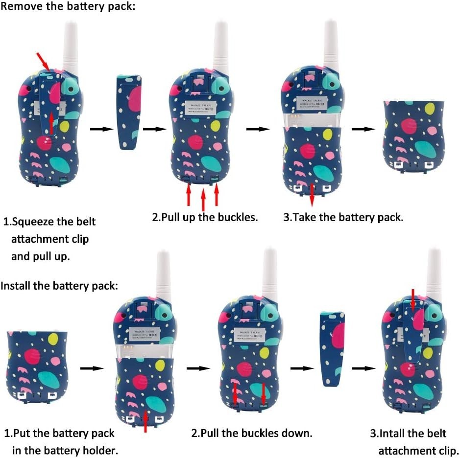 Kids Rechargeable Walkie Talkies 2 Pack Long Range VOX 8 Channel PMR