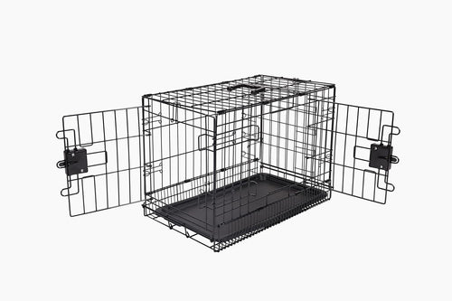 Extra Small Foldable Double Door Metal Dog Crate Cage with Tray 56cm