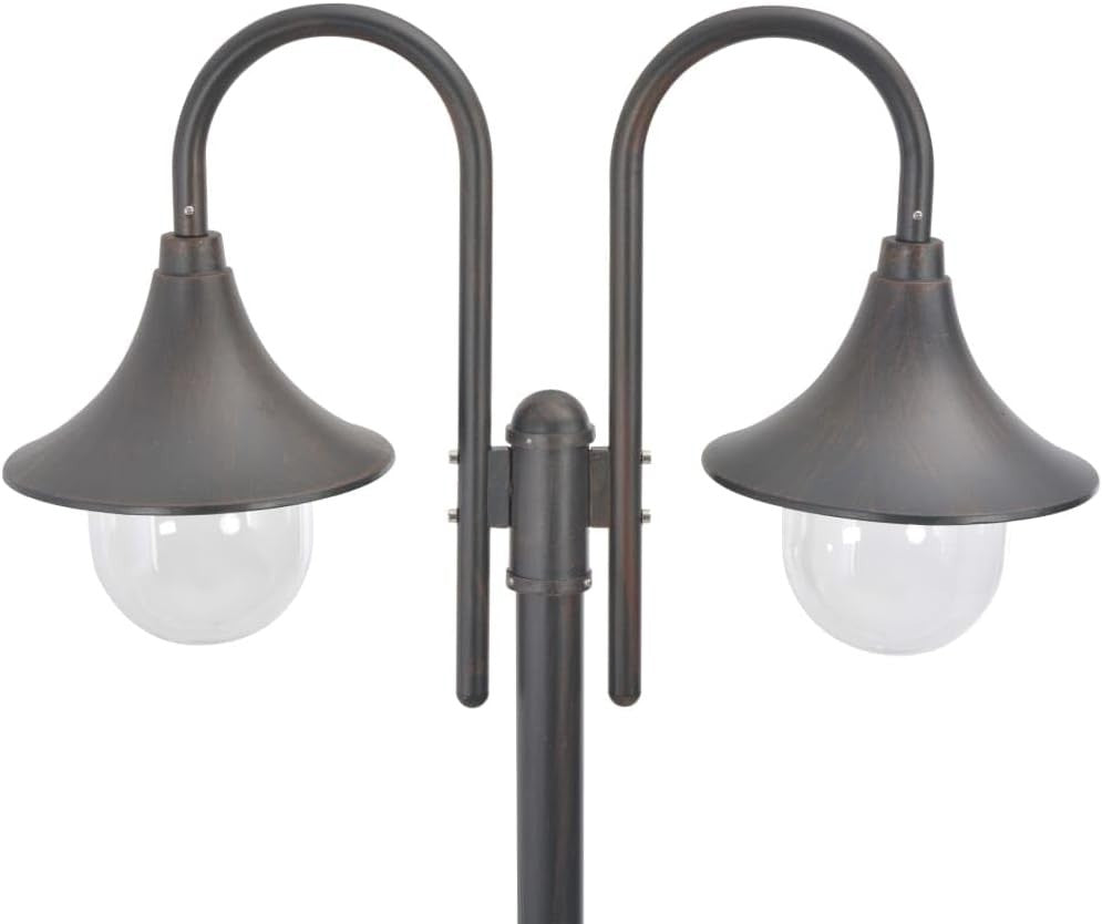 Bronze 2-Lantern Garden Post Light 220cm Aluminium IP44 E27