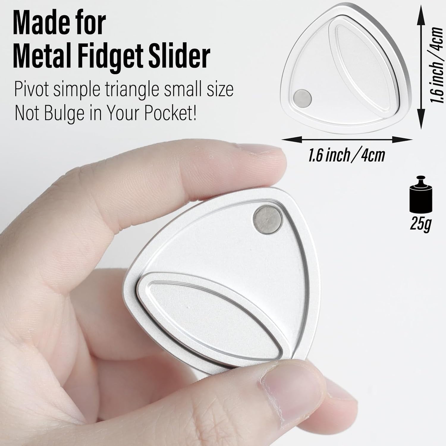 Aluminum Silver Pivot Fidget Triangle Magnetic Worry Coin EDC
