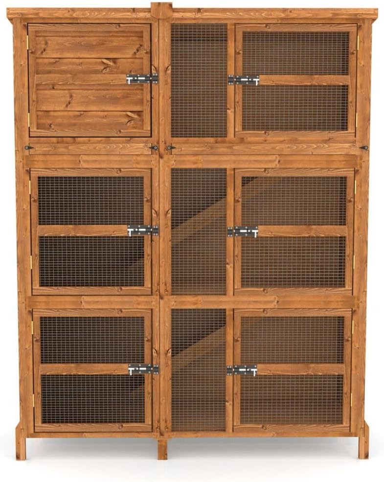 5ft Triple Rabbit Hutch Large Wooden Outdoor Indoor Predator Proof