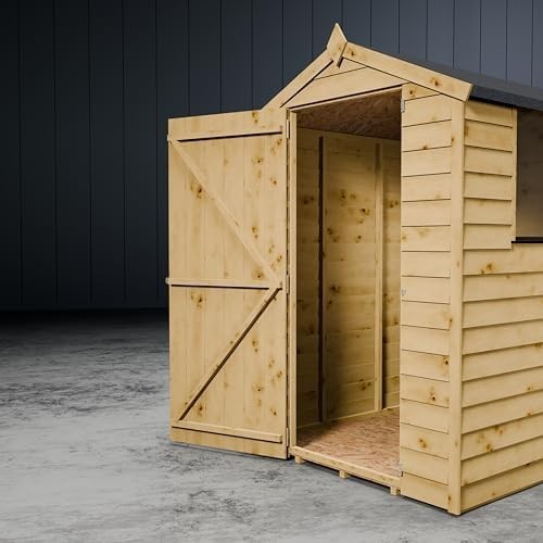 Wooden Garden Storage Shed 6x4ft Apex Roof Windowed Outdoor Tool Shed Brown