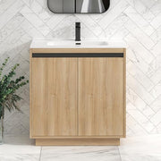 800mm Oak Floor Standing Vanity Unit with Basin Sink 2 Door Bathroom Cabinet