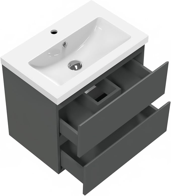 500mm Grey Bathroom Vanity Unit with Basin Sink 2 Drawer Storage Cabint
