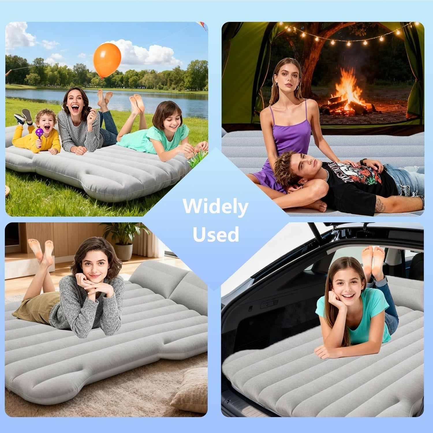 Car Air Mattress Tesla Model Y SUV Inflatable Camping Bed Double Grey
