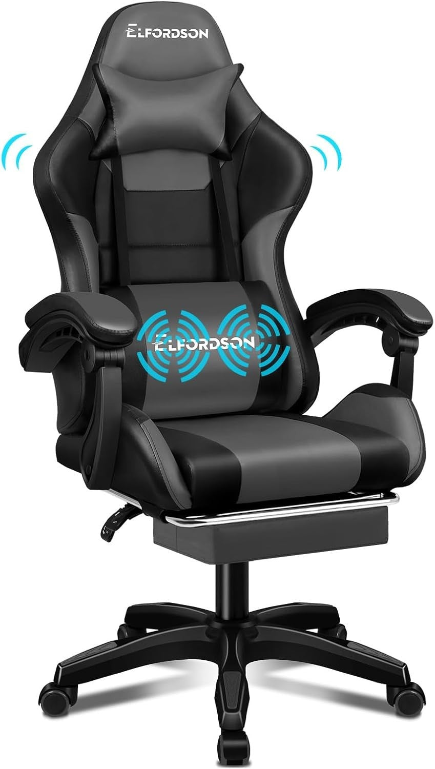 Executive Gaming Chair PU Leather Massage Recline 150° Office Desk Seat 180KG Ma