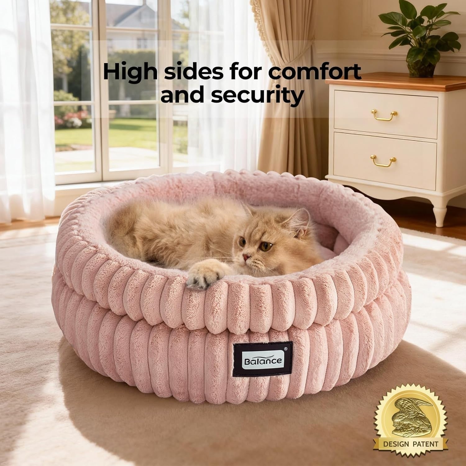 Round Plush Cat Bed 50cm Washable Faux Fur Kitten Puppy Bed Non Slip