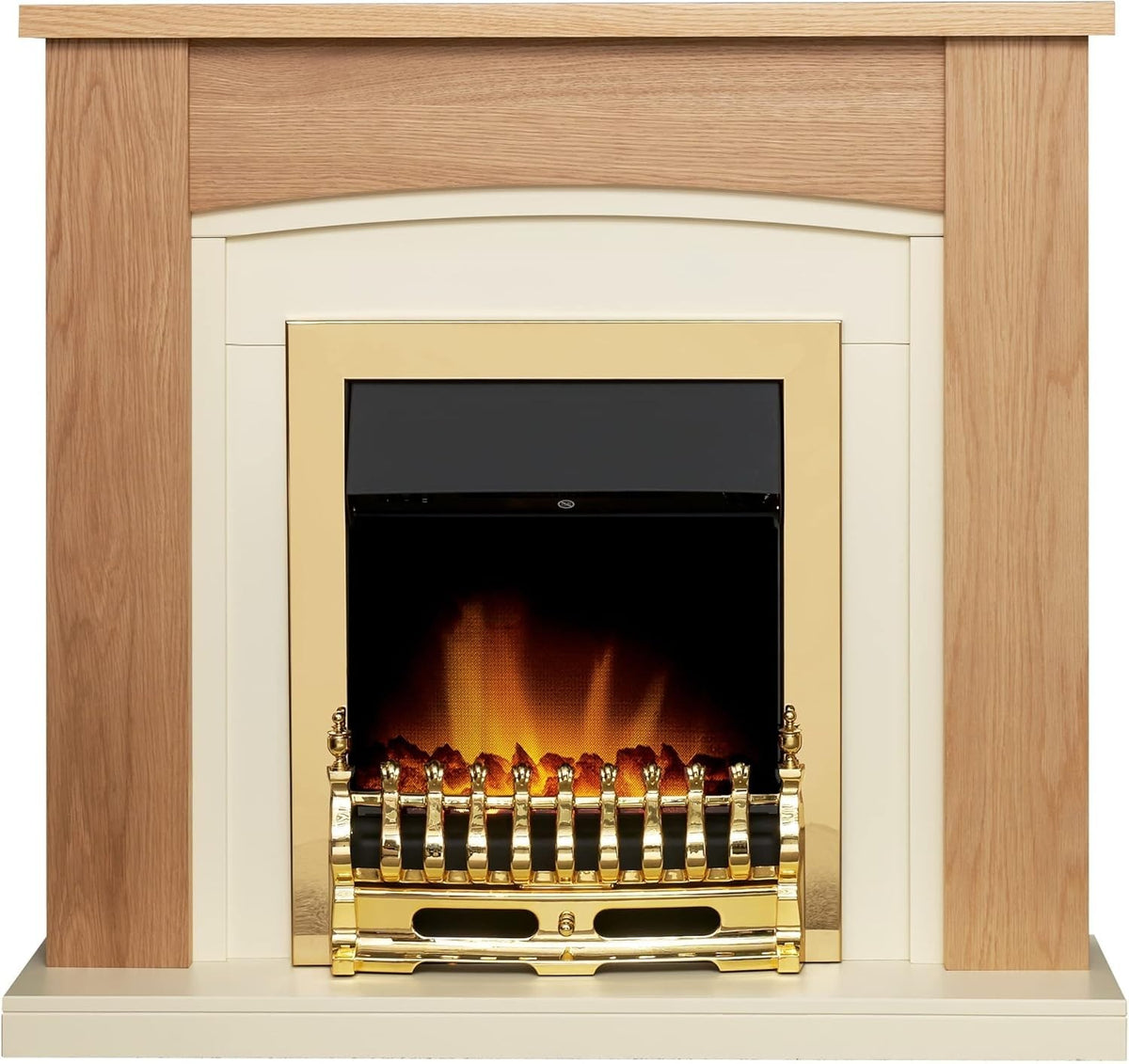 Wall Mount Electric Fireplace 2kW Heat Adjustable Thermostat Oak Cream