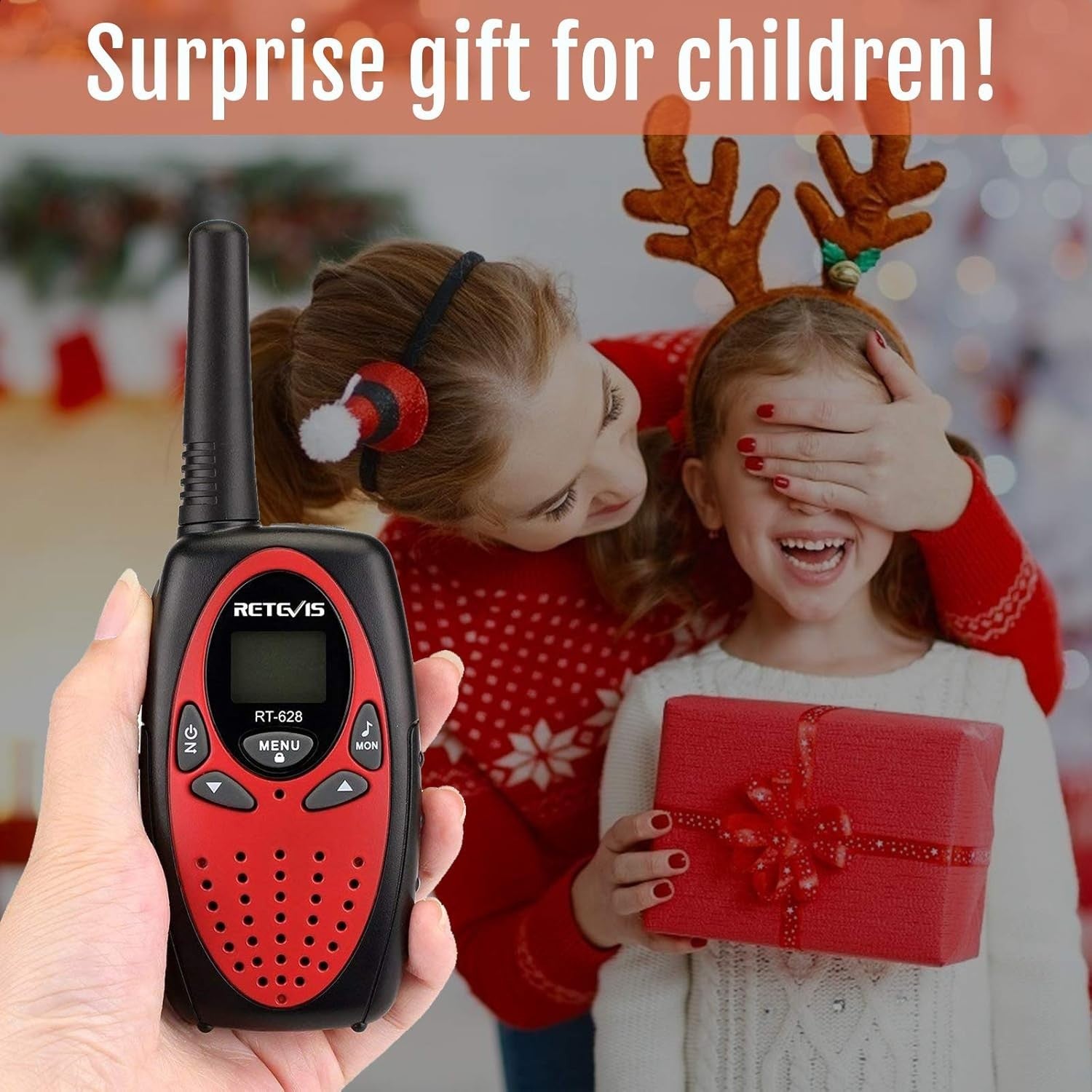 Kids Walkie Talkies Rechargeable 2 Pack VOX 8 Channel Gift Red