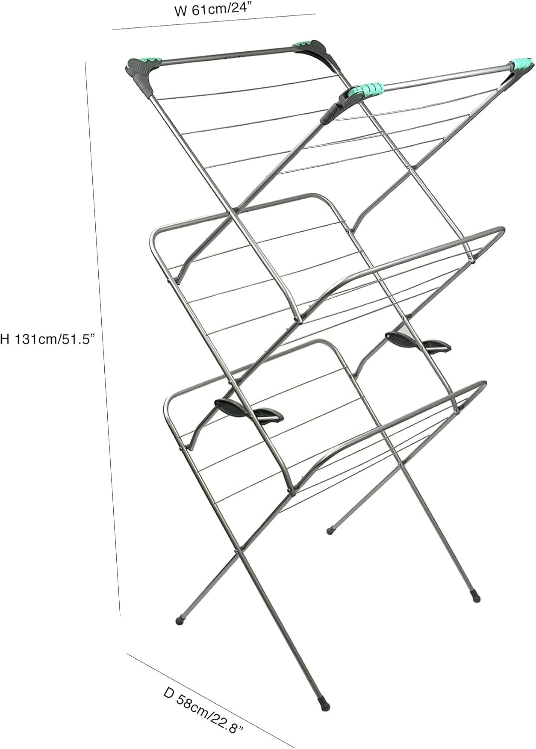3 Tier Clothes Airer Indoor Folding Laundry Drying Rack 18m Space