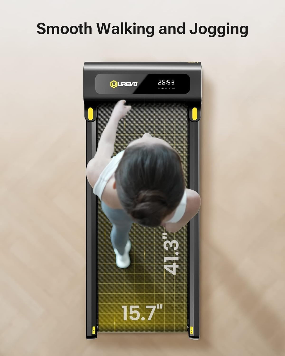 Compact Under Desk Treadmill 0.6-4mph Quiet Walking Pad w/ Shock Absorption