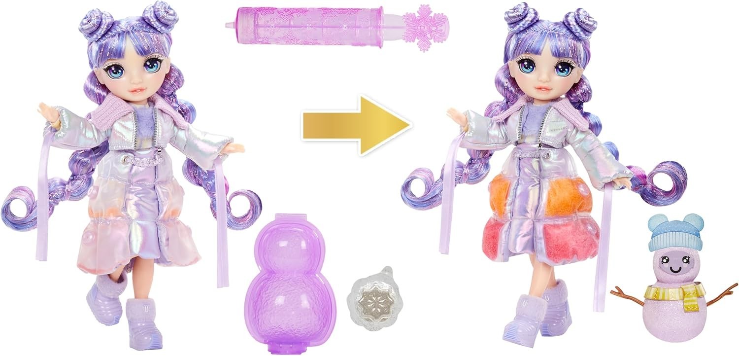 Winter Fashion Doll Purple 11in Magic Snow Outfit Snowman Kit
