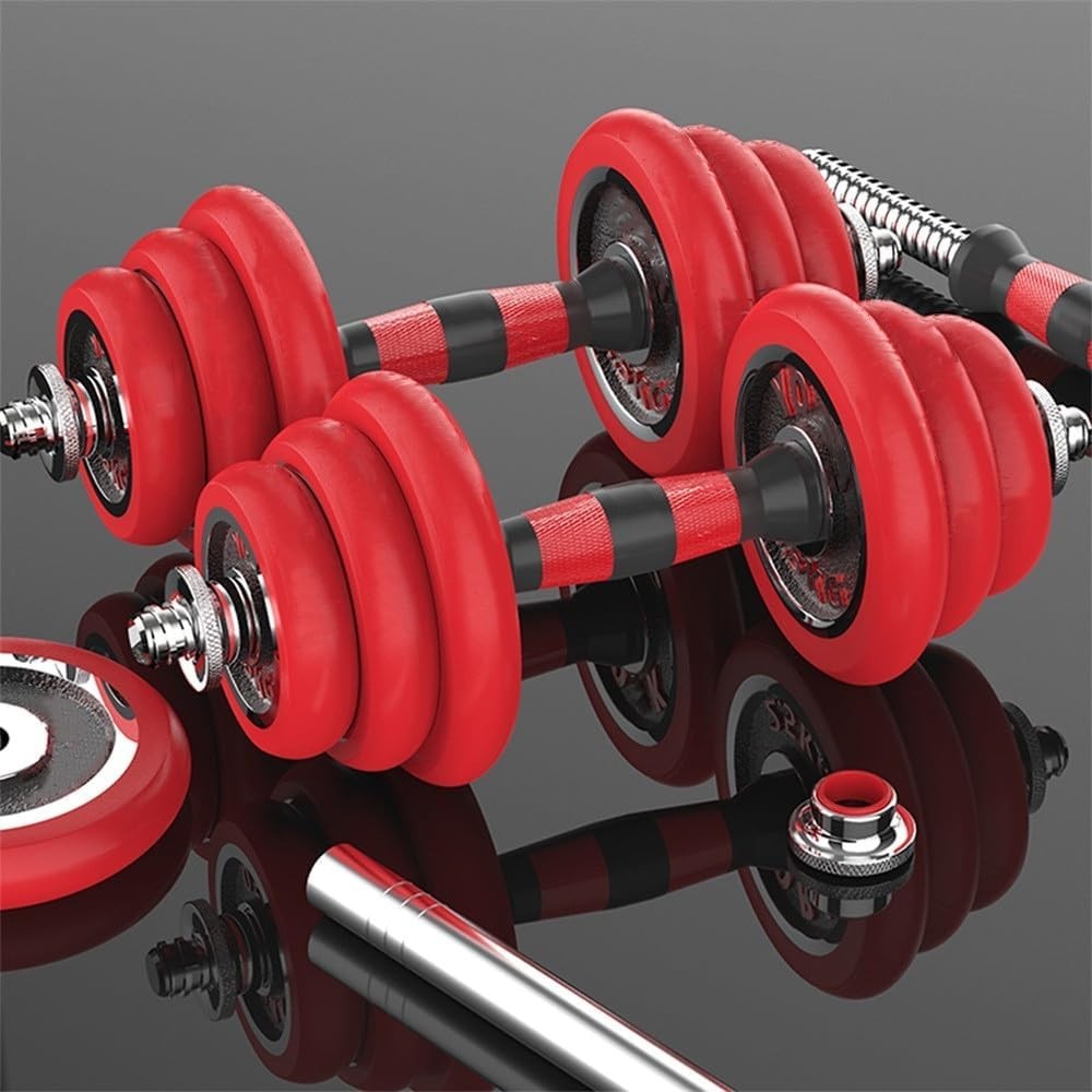 3-in-1 Adjustable Dumbbell Barbell Set 20kg Cast Iron Home Gym Weights