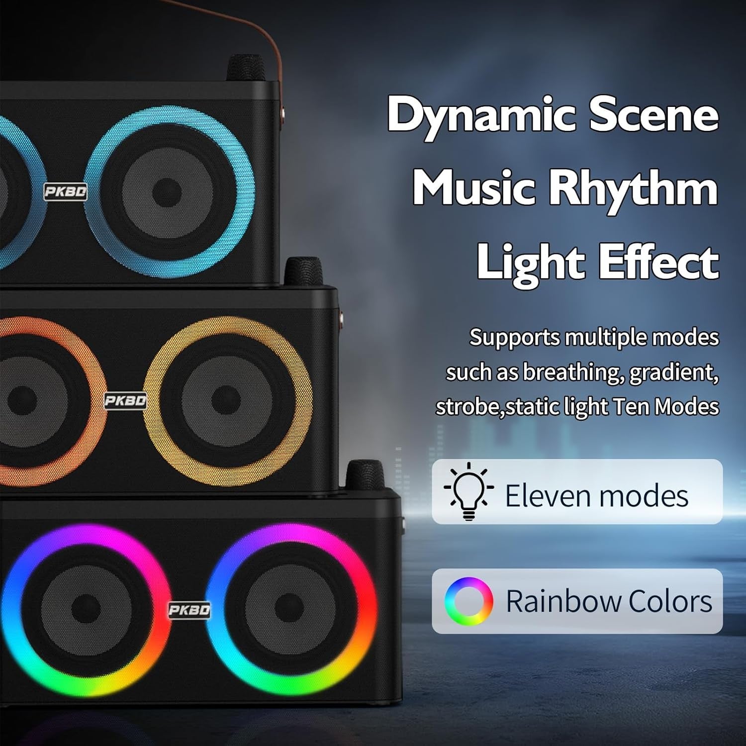 Bluetooth Karaoke Machine with 2 Wireless Mics LED PA Speaker