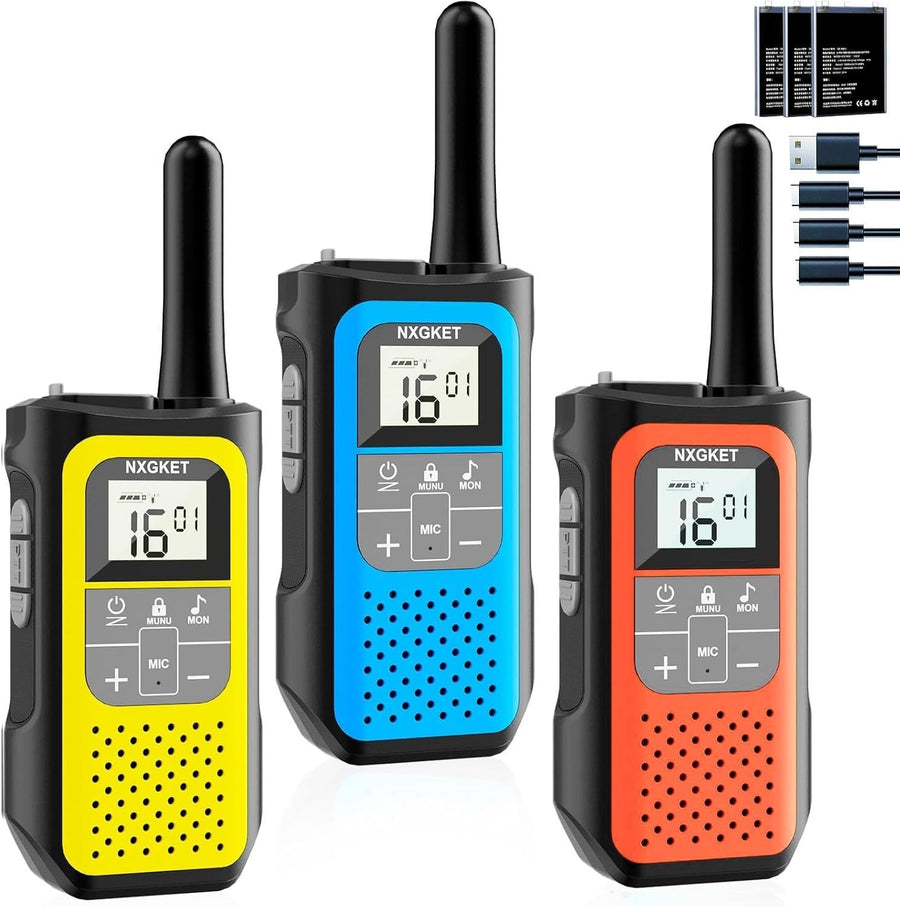 Rechargeable Walkie Talkies 3 Pack Long Range 5KM VOX 16 Channel Radio