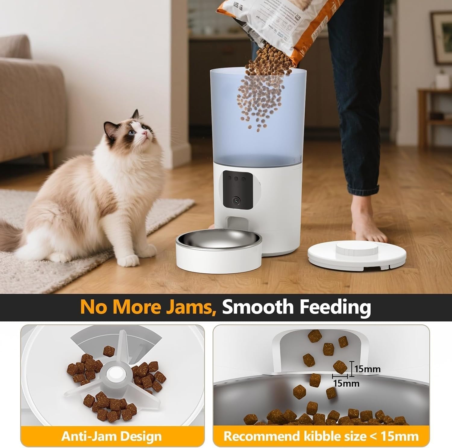 6L Smart Pet Feeder Dual Bowl 2K Camera WiFi App Auto Food Dispenser